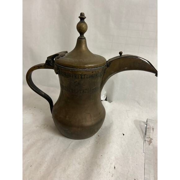 VINTAGE LARGE ISLAMIC TURKISH STYLE COPPER/BRASS HALLMARKED TEAPOT/PITCHER